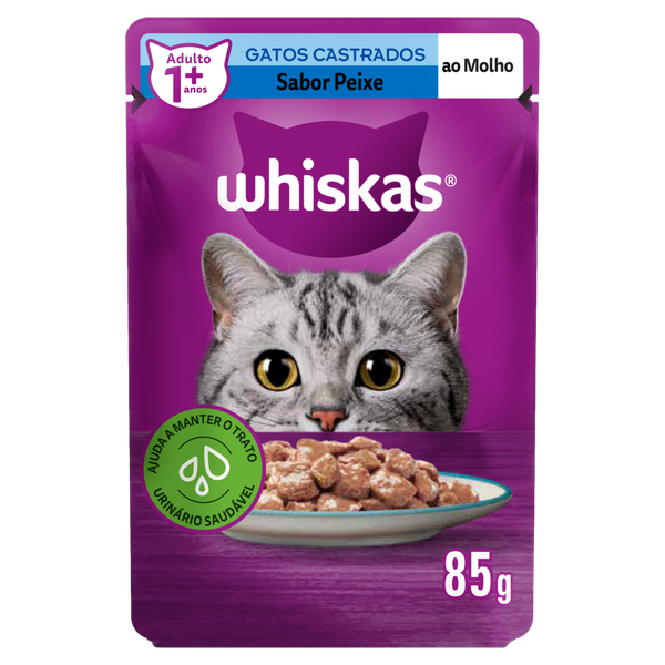 PET Ração Whiskas Castanho Sachê Peixe 85g