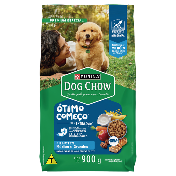 Ração para Cães Dog Chow Filhotes Médio e Grande Carne e Frango 900g
