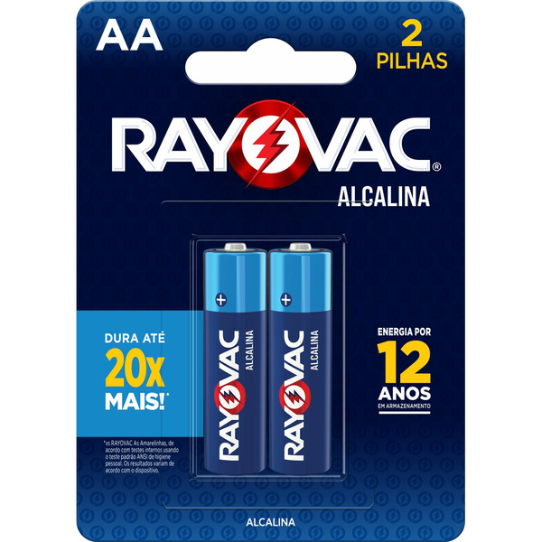 Pilha Alcalina Rayovac Tamanho AA Cartela com 2 und