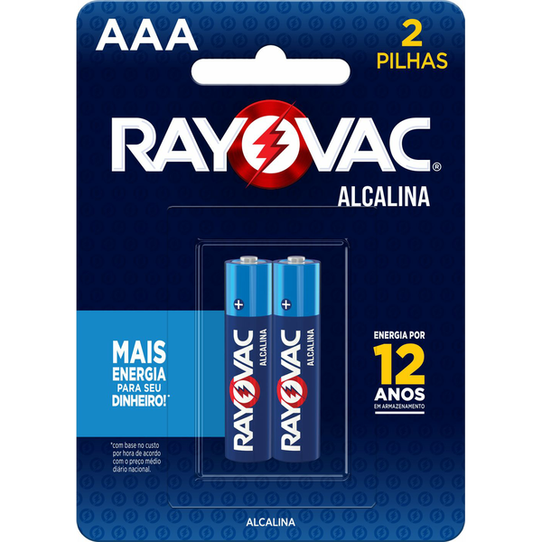 Pilha Alcalina Rayovac Tamanho AAA Cartela com 2 und