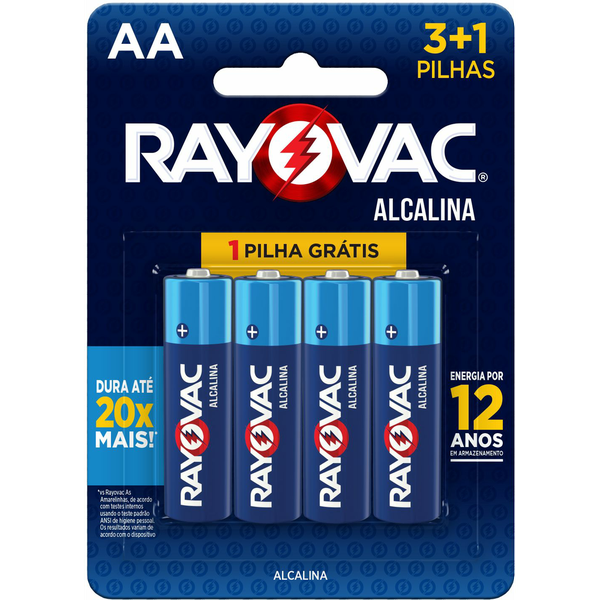 Pilha Alcalina Rayovac Tamanho AAA Leve 4 Pague 3 Cartela com 4 und