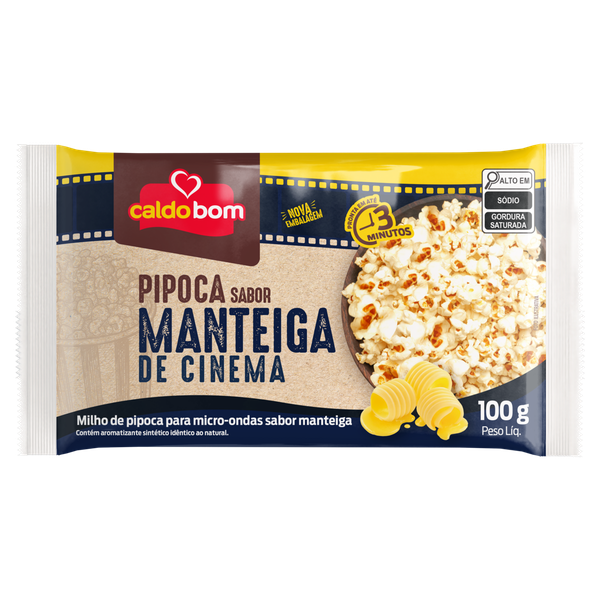 Pipoca para Micro-Ondas Caldo Bom Cinema Manteiga 100g