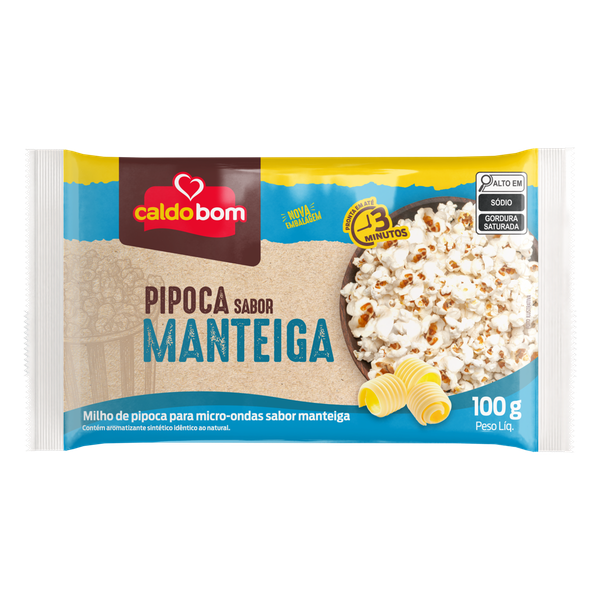 Pipoca para Micro-Ondas Caldo Bom Manteiga 100g
