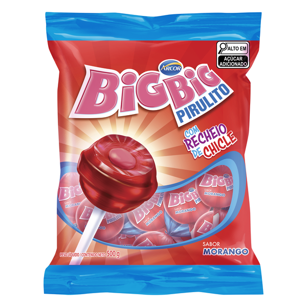Pirulito Big Big Morango 500g