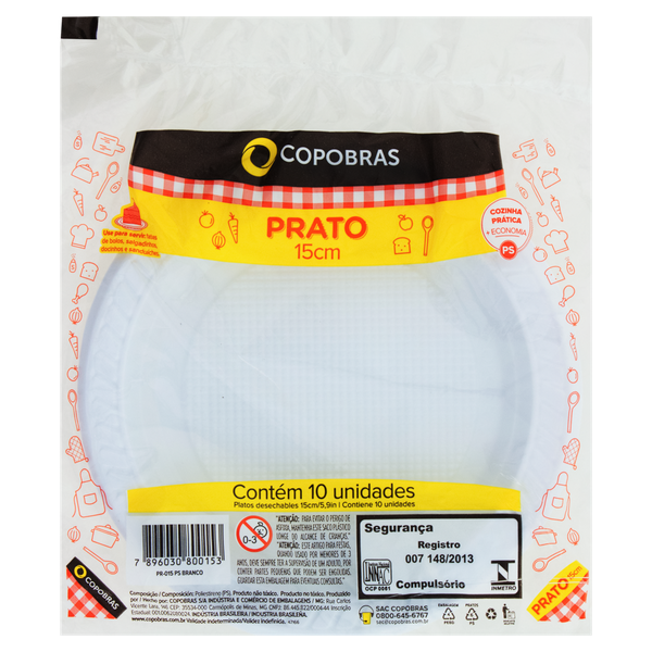 Prato Plástico Copobras 15cm 10 Unidades