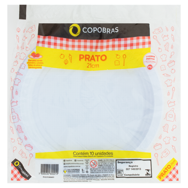 Prato Plástico Copobras 21cm 10 Unidades