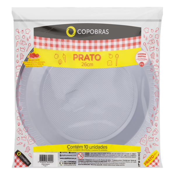 Prato Plástico Copobras 26cm 10 Unidades