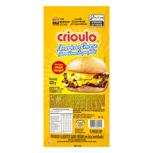 Queijo Cheddar Crioulo Fatiado American Cheese 400g