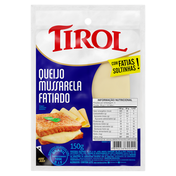Queijo Mussarela Tirol Fatiado 150g