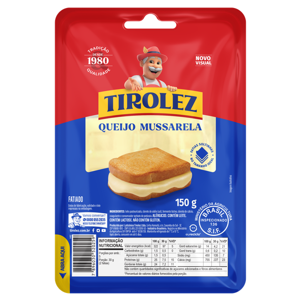 Queijo Mussarela Tirolez Fatiado 150g