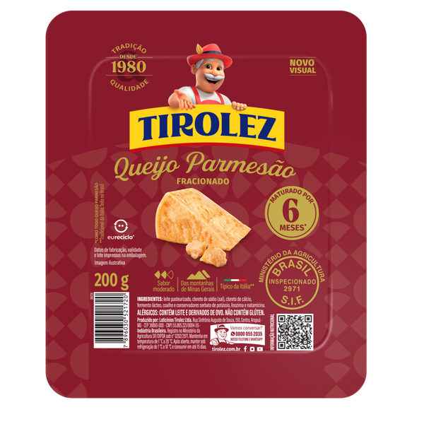 Queijo Parmesão Tirolez 6 M Fracionado 200g