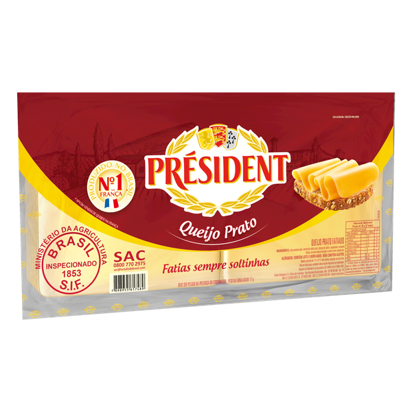 Queijo Prato Président Fatiado 1kg