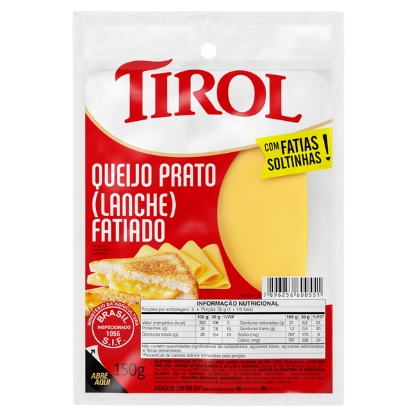 Queijo Prato Tirol Fatiado 150g