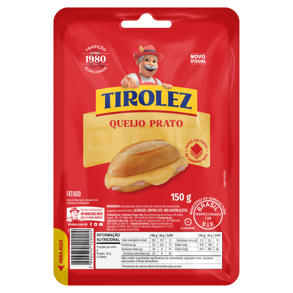 Queijo Prato Tirolez Fatiado 150g