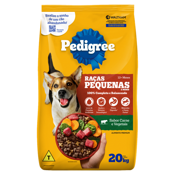Ração Pedigree Adulto Raças Pequenas Carne e Vegetais 20kg