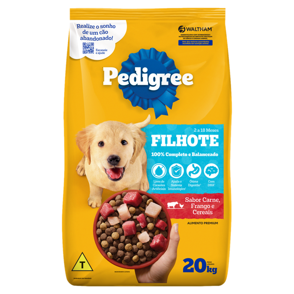 Ração Pedigree Filhote Carne Frango e Cereais 20kg
