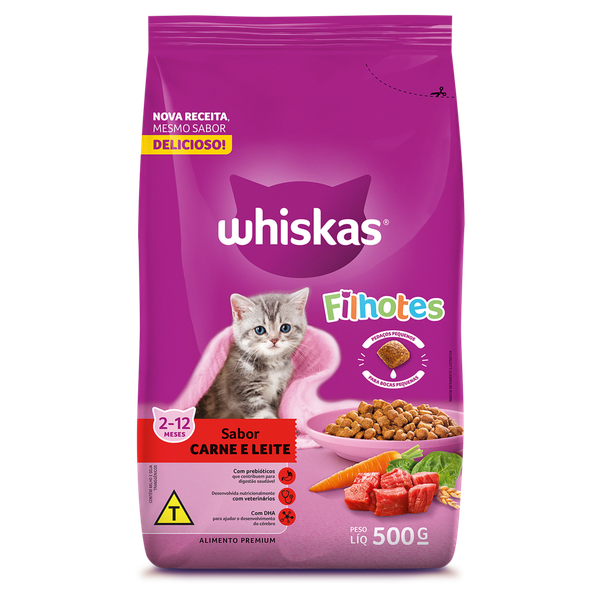 Ração Whiskas Filho Carne Leite 500g