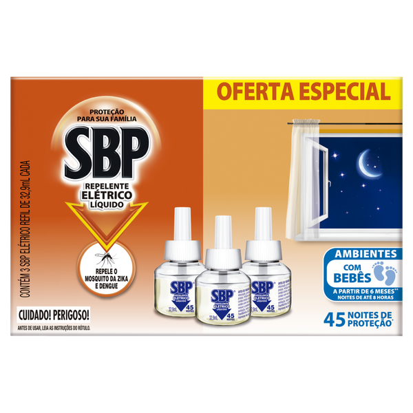 Inseticida Refil Elétrico SBP 3 Unidades 35ml