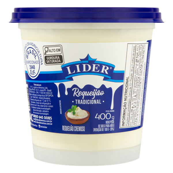 Requeijão Líder Cremoso Tradicional 400g