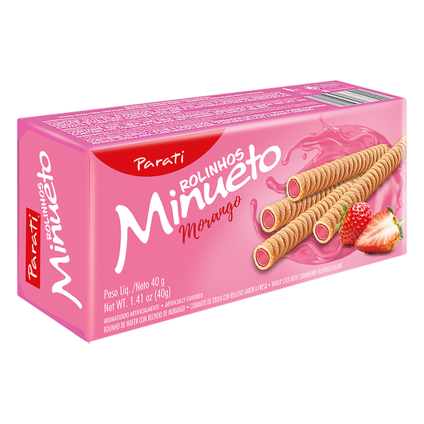Rolinhos Wafer Parati Minueto Morango 40g