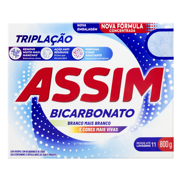 Detergente em Pó Assim Tripla Ação 800g