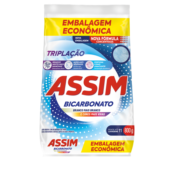 Sabão em Pó Assim Triplação Sachê 800g