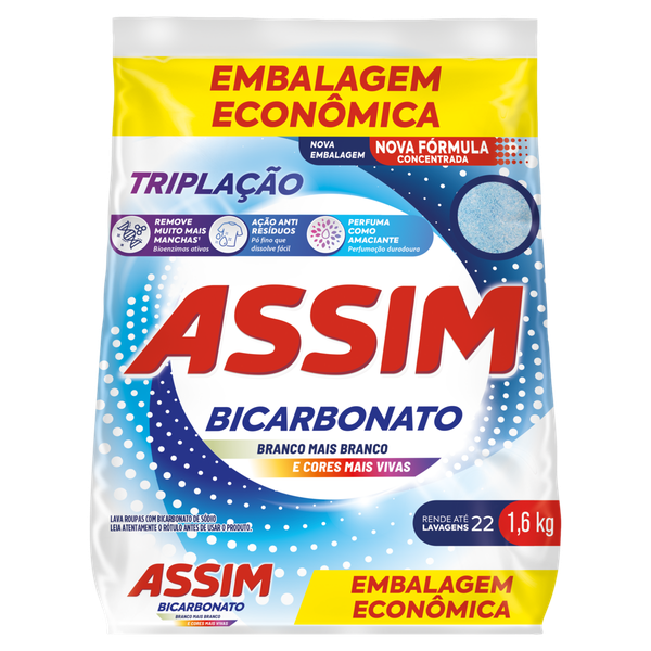 Sabão em Pó Assim Triplação Sachê Econômico 1,6Kg