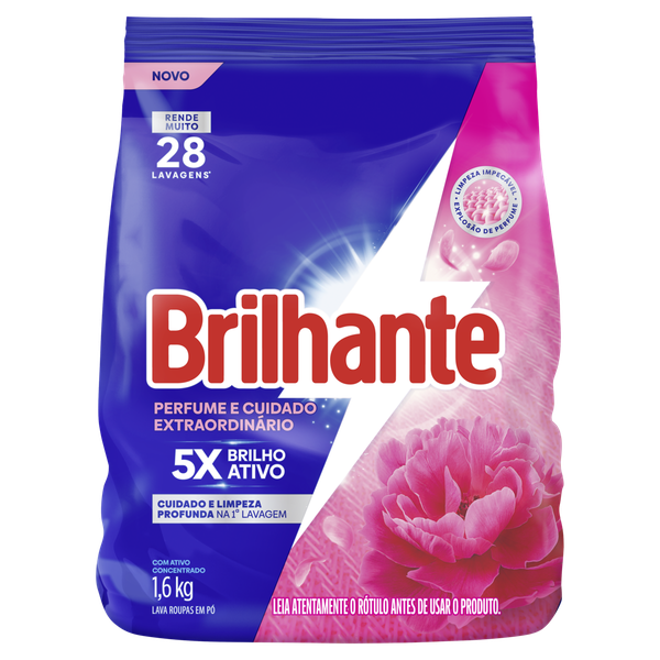 Detergente em Pó Brilhante Cuidado Total 1,6kg