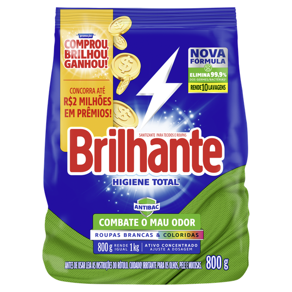 Sanitizante em Pó Brilhante Higiene Total Sachê 800g