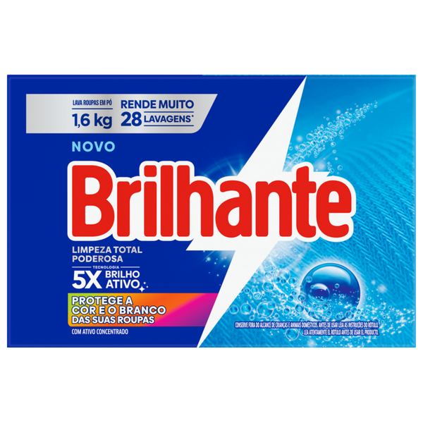 Detergente em Pó Brilhante Limpeza Total 1,6kg