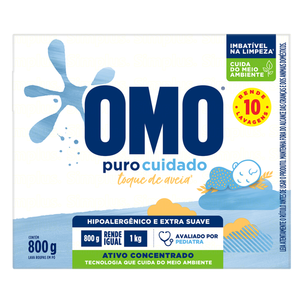 Detergente em Pó Omo Puro Cuidado 800g