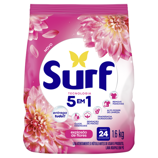 Detergente em Pó Surf Flor de Lis Sachê 1,6kg