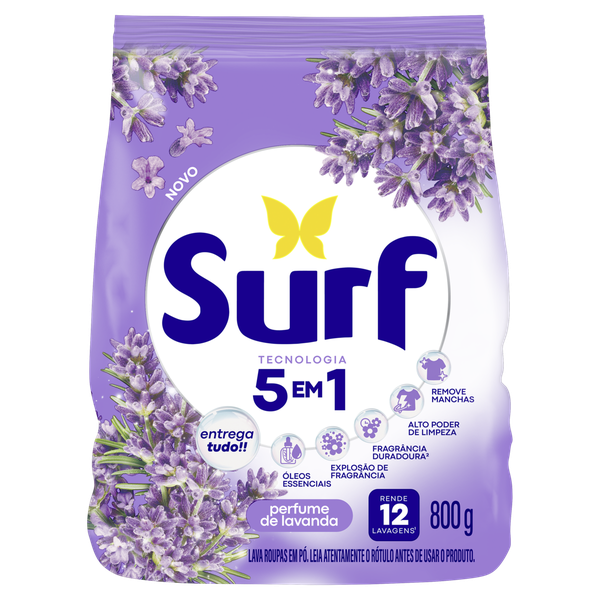 Detergente em Pó Surf Lavanda Sachê 800g