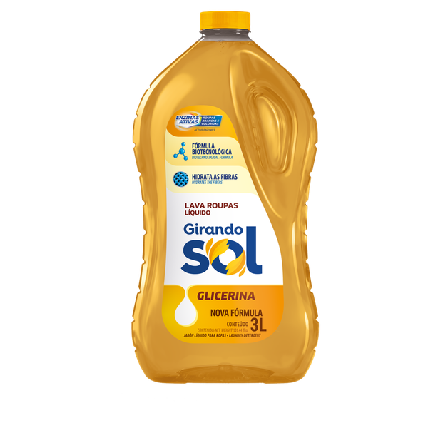 Lava Roupas Girando Sol Glicerina Líquido 3L