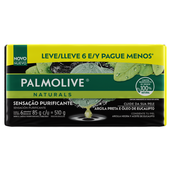 Sabonete Palmolive Palm Natural Argila Eucalipto Leve 6 Pague 5 85g