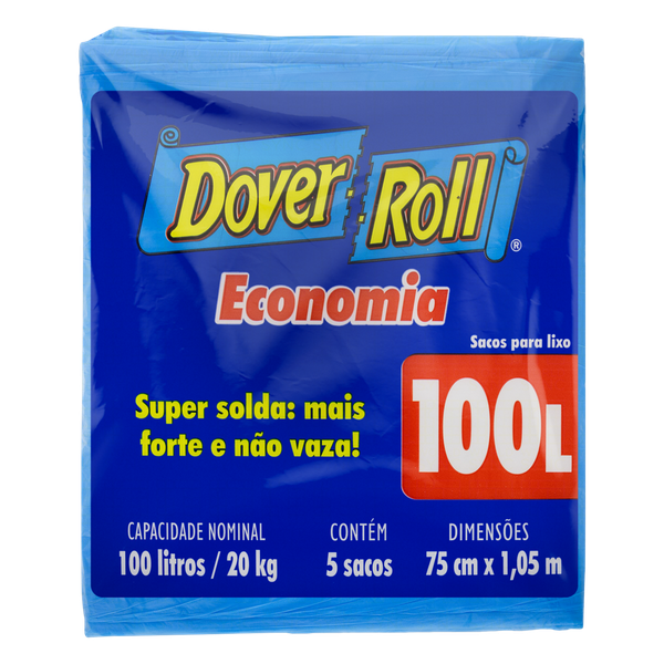 Saco para Lixo Dover Roll Economia 100L 5 Unidades