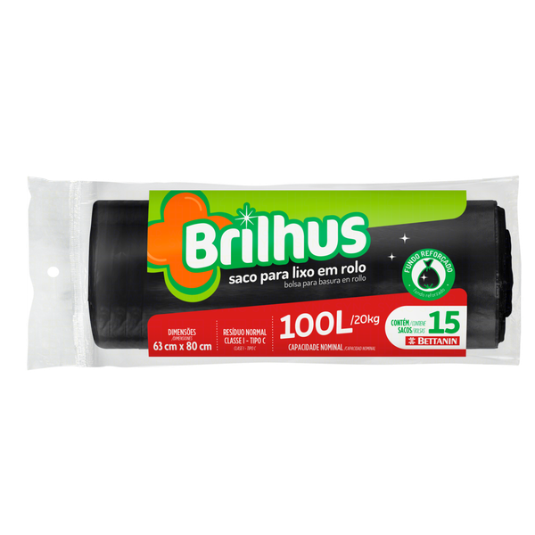 Saco para Lixo Brilhus Rolo 100L