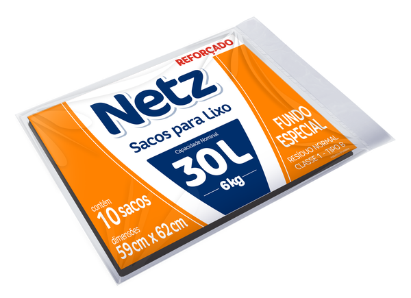 Saco Lixo 30L Netz Reforçado Almofada 10Un