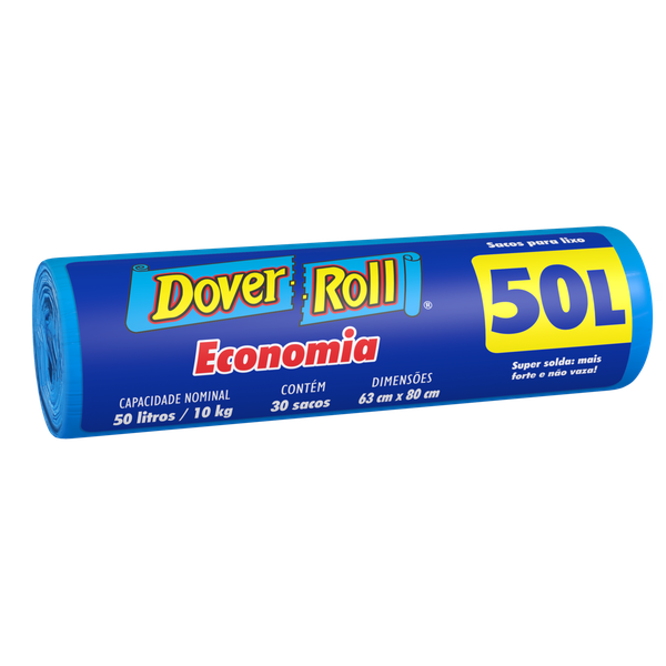 Saco para Lixo Dover Roll Economia Rolo 50L 30 Unidades