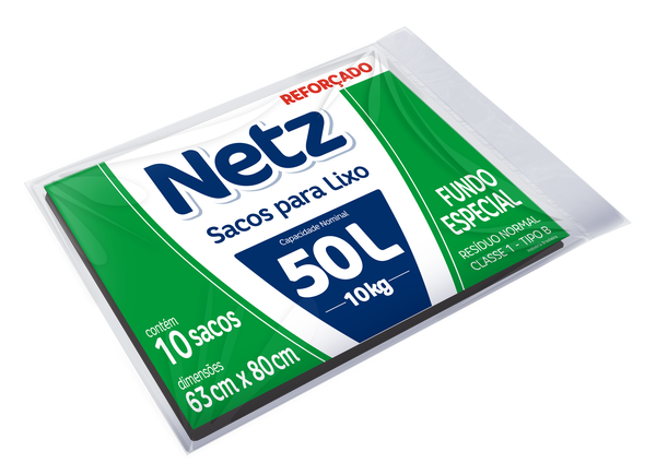 Saco  Lixo 50L Netz Reforçado Almofada 10Un