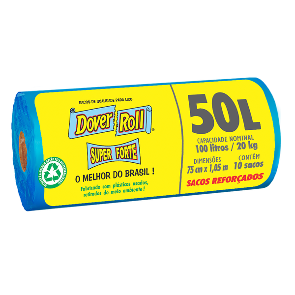 Saco para Lixo Dover Roll Super Forte Rolo 50L 20 Unidades