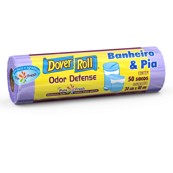 Saco para Lixo Dover Roll Banheiro e Pia Roxo 10L 50 Unidades