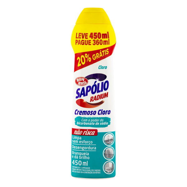 Sapólio Radium Cremoso Cloro 450ml 20% Grátis