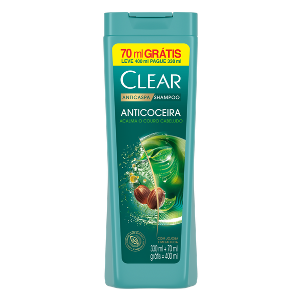 Shampoo Clear Anticaspa Anticoceira Leve 400ml Pague 330ml