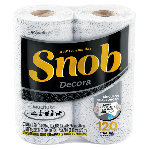 Toalha de Papel Snob Decorada 60 Folhas 2 Unidades