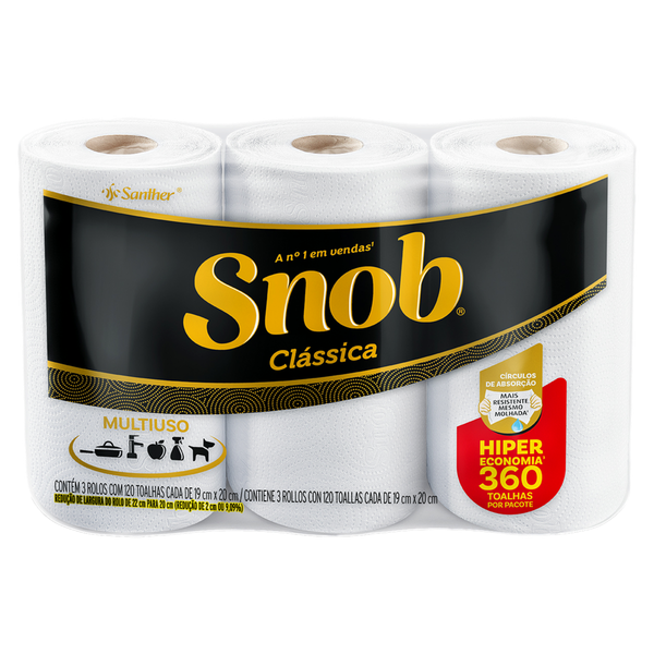 Toalha de Papel Snob Clássica 120 Folhas 3 Unidades