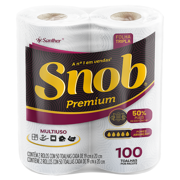 Toalha de Papel Snob Branca 50 Folhas 2 Unidades