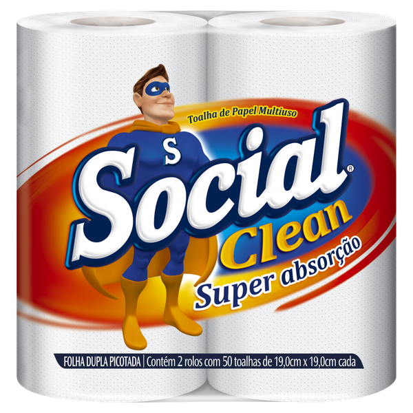 Toalha Papel Social Clean 50 Folhas 2 Unidades