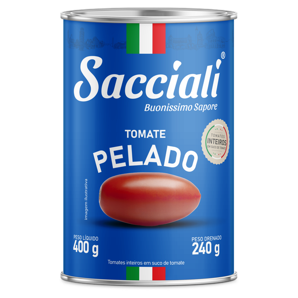 Tomate Pelado Sacciali Lata Inteiro 400g