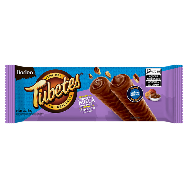 Tubetes Wafer Barion Recheado Avelã Cacau 80g